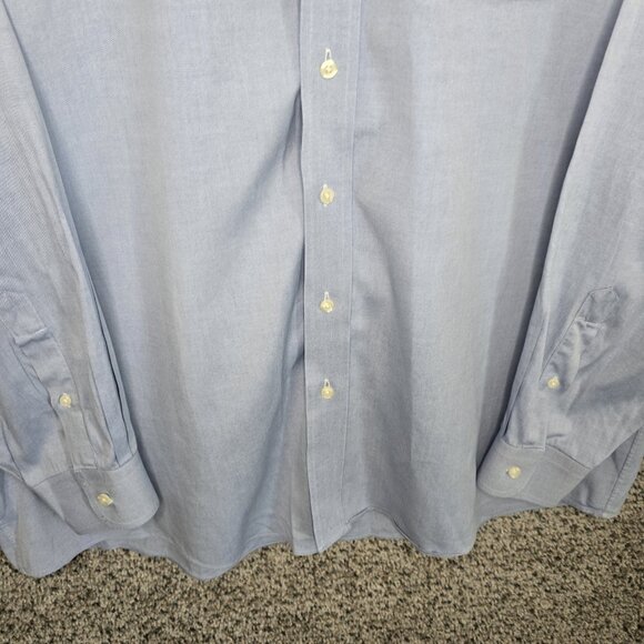 Jos A Bank Dress Shirt Mens 17 35 Blue‎ Pinpoint Button Up Career Cotton - Picture 5 of 7